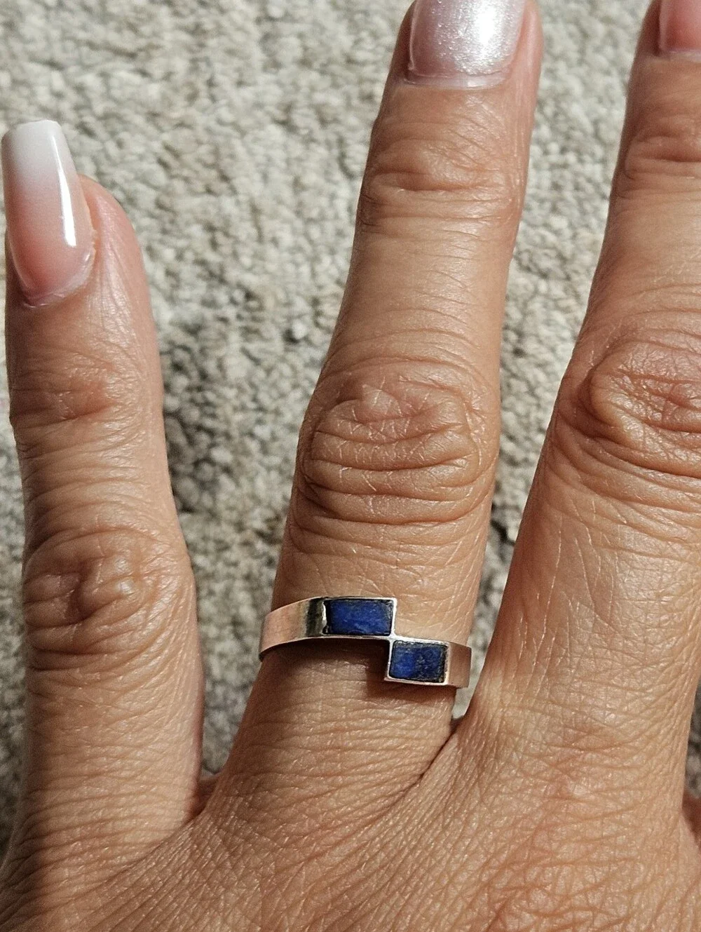 Vintage Sterling Silver Lapis Lazuli Gem Stone Sterling Silver Ring Size 6